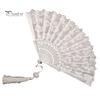 Elegant Handheld Fan Retro Lace Folding Portable Lightweight Chinese Dance Cherry Blossom Silk Cloth Pattern Women's with Tassel for Performance