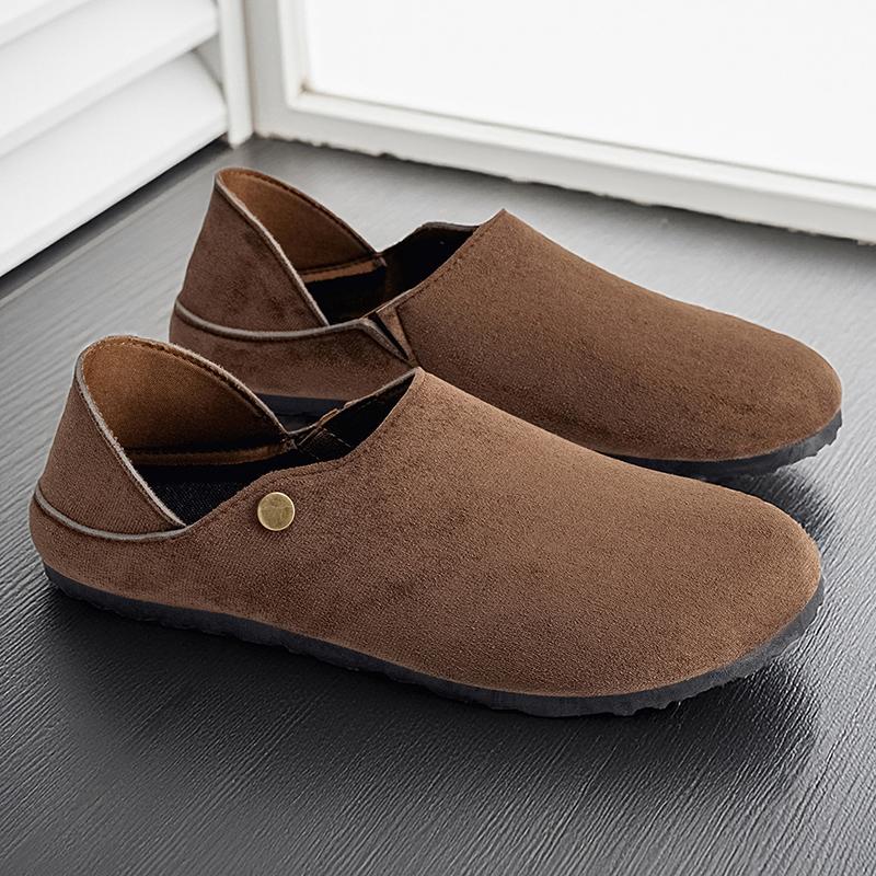 New Fashion Men Leather Flats Shoes Comfortable Man Casual Shoes Slip on Male Outdoor Walking Shoe Split Leather Driving Shoes