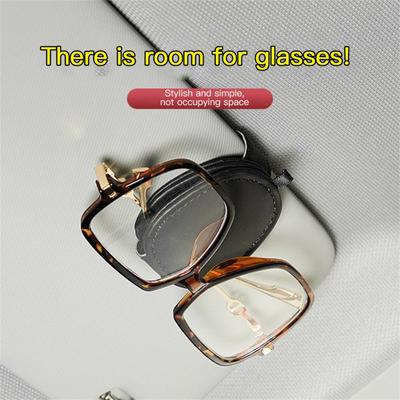 Car Sun Visor Glasses Clip Multi-function PU Leather Scratch-resistant Sunglasses Bill Card Storage Storing Bracket Car Interior