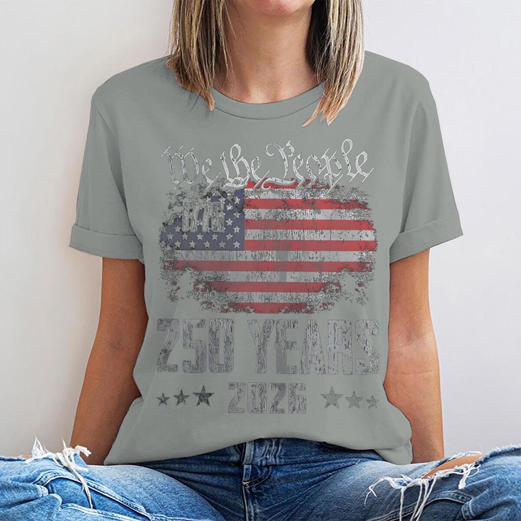 We The People 17762026 Tshirt 250 Years Of Freedom Vintage Usa Flag Graphic Tee Patriotic 4th Of July Casual Unisex Shirt