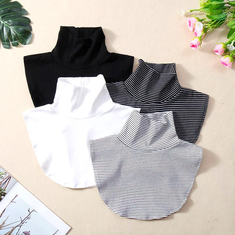 1Pc Neck Guard Clothing Decoration Turtleneck Elastic Detachable Removable Fake Collar Warm Cotton Fashion Striped