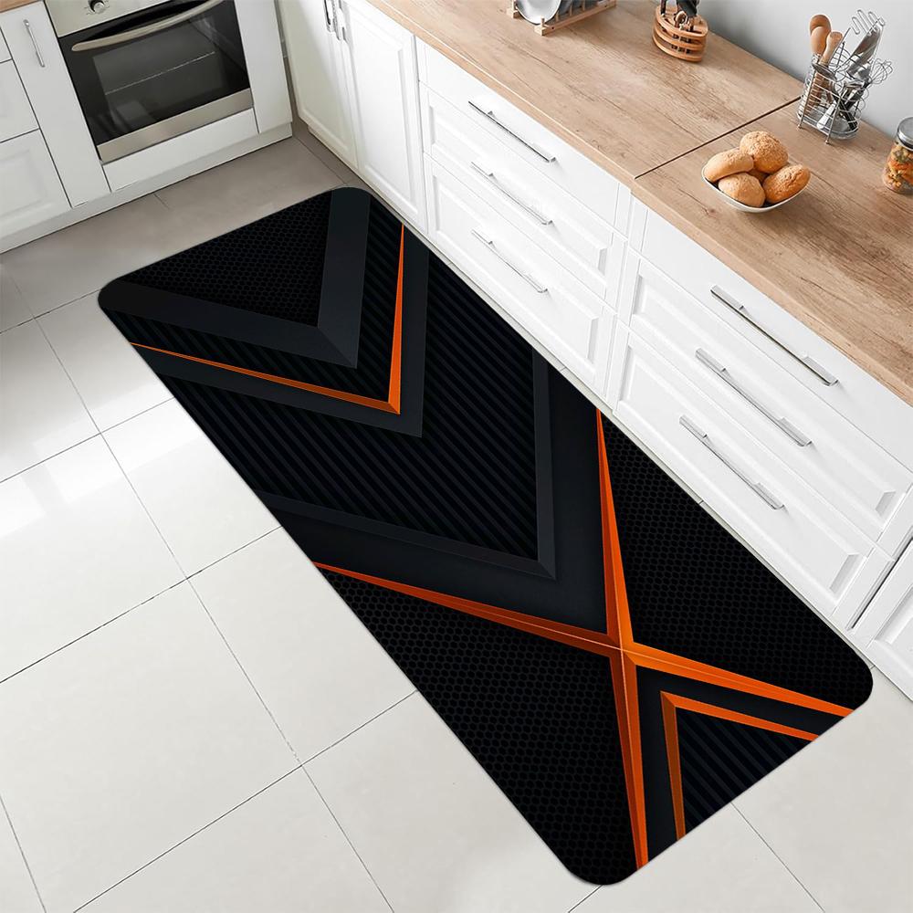 

Futuristic Geometric Kitchen Runner Non-slip Waterproof Anti-fatigue Long Mat for Laundry Room Hallway Gaming Room Decor 40X120CM