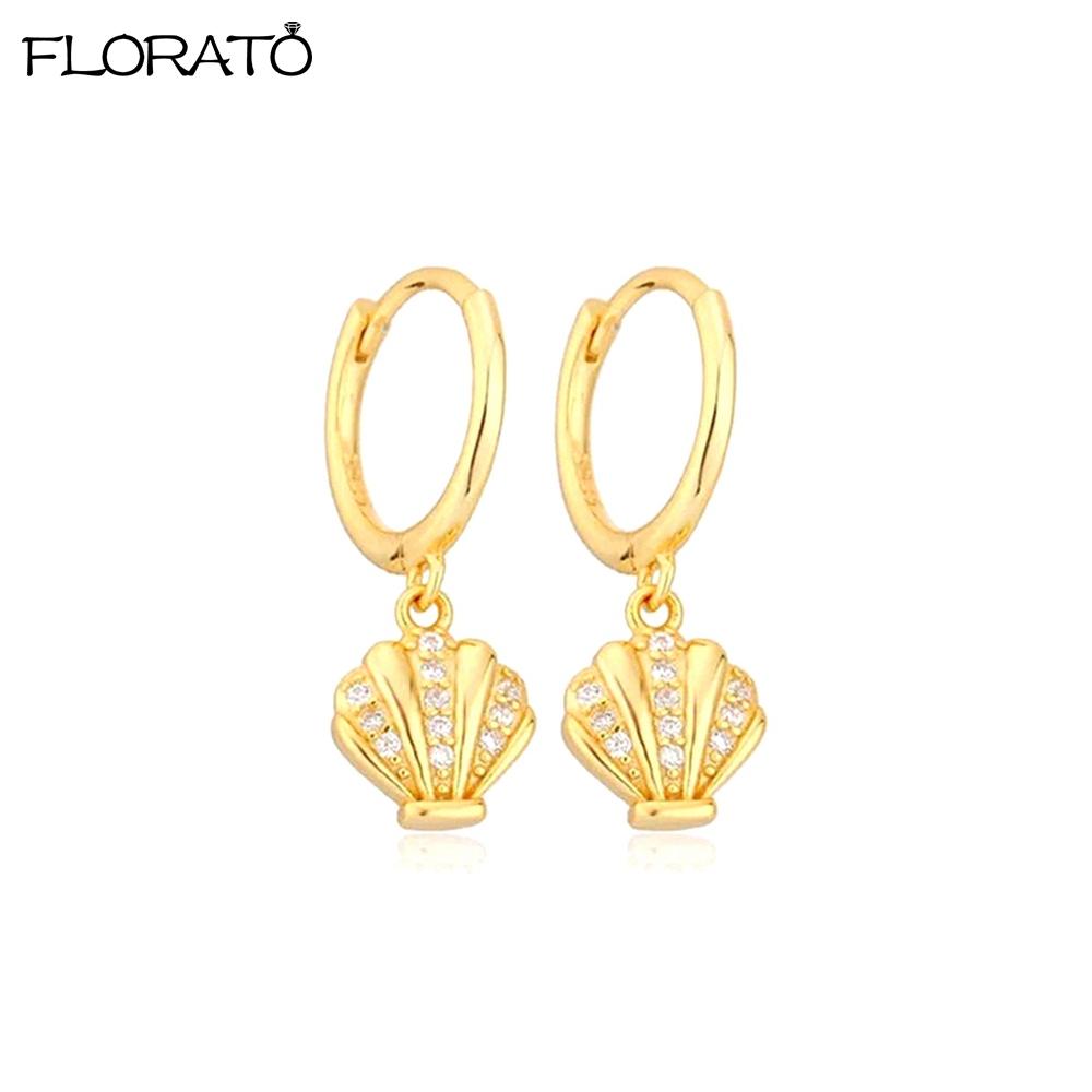 

2024 New Hoop Earrings for Women 925 Sterling Silver Needle Cute Shell Pendant Earrings Creative Jewelry Gold-color Earrings