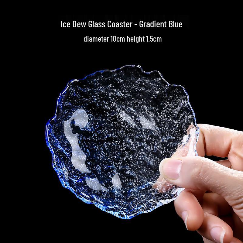 

Youde Irregular Gradient Blue Glass Snack Dish & Coaster Set