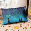 Starry Sky Sunset Sea Pillow,2D Night Scene Pillow Core and Case Set,Aesthetic Pillow for Student Dormitory