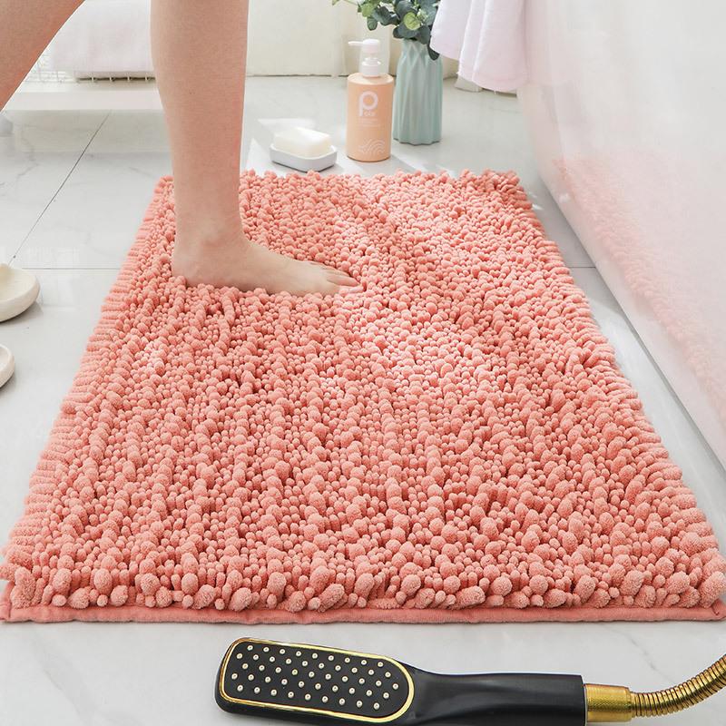 Coarse Chenille Bath Mat Entrance Mat Bathroom Water Absorbent Non-Slip Foot Mat Entryway Thickened Carpet