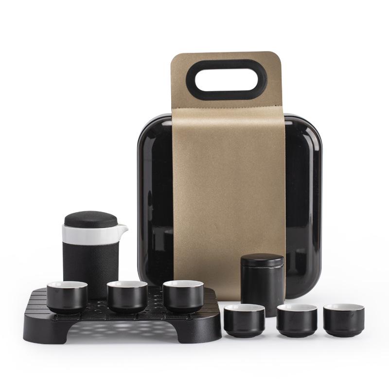Heartfelt Portable Kung Fu Tea Set: Modern, Anti-scalding Teapot with Quick-brew Cups for Home and Outdoor Use.