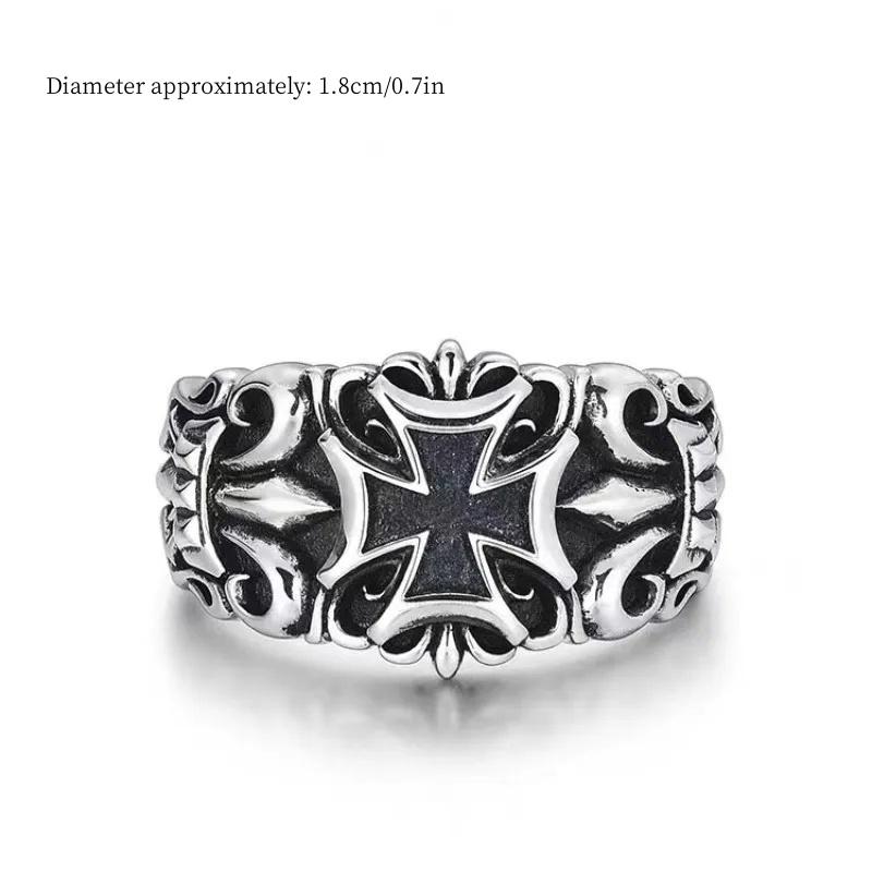 New Punk Large Cross Ring Adjustable Size for Men Gothic Trend Jewelry Street Fashion Retro Accessories