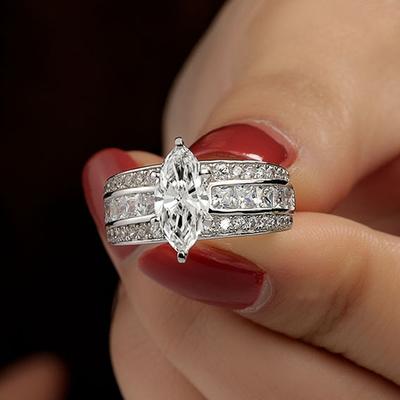Marquise Crystal Cubic Zirconia Rings Luxury Wedding Accessories for Women Modern Fashion Design Female Jewelry Hot Sale
