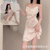 New sexy nightdress women's summer suspender ice silk ins print pure desire plum blossom suspender nightdress