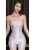 Hot Sexy Backless Oil Glossy Shiny Elastic Bodysuit Sheer See Through Satin Open Crotch Sexy Tights Bandage Shaping Maid Leotard