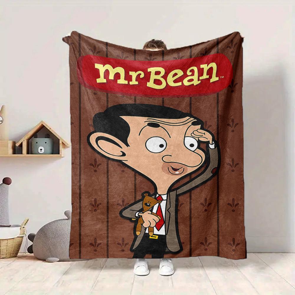 1pc Mr. Bean Cartoon Flannel Throw Blanket - HD Printed Lightweight Soft Warm All-Season Blanket for Sofa, Bed, Travel, Camping - Machine Washable078