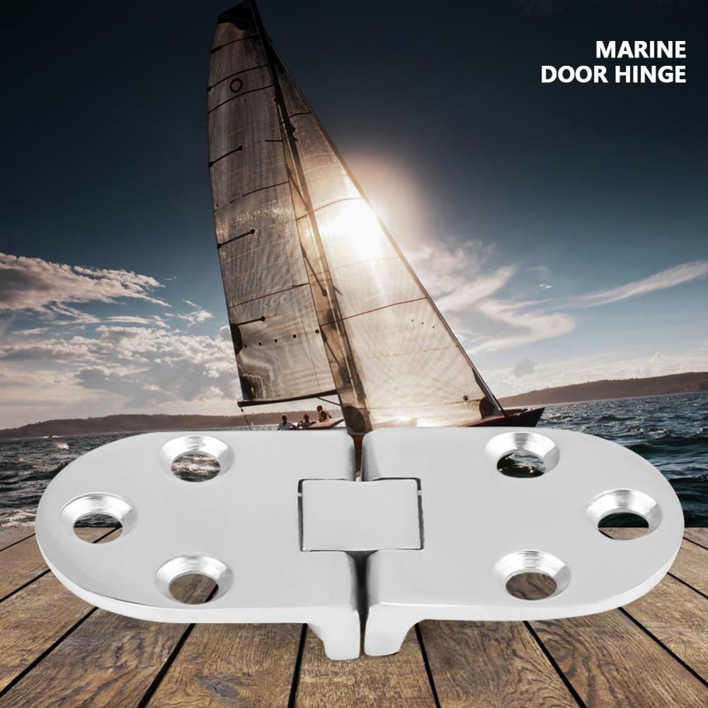 2Pcs Set 316 Stainless Steel Boat Hinges 66 * 30mm Silver Marine Hinges Stamping Cabinet 180 Degree Turn Door Hinges