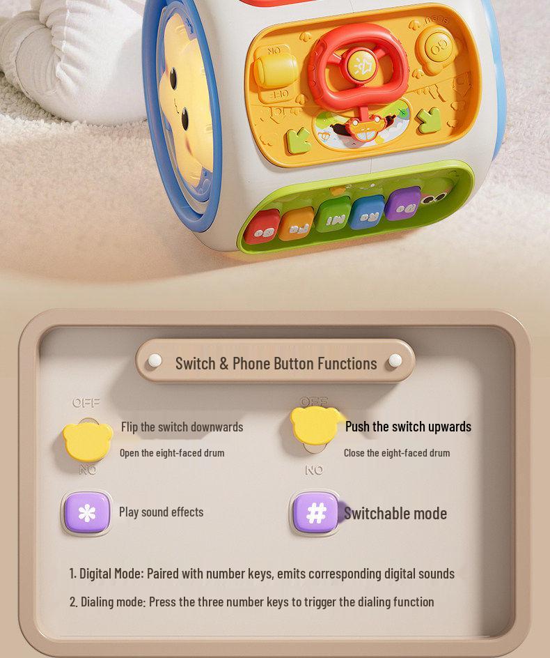 Baby Musical Hand Drum Toy - Educational 6-Sided Cube for 0-1 Year Olds