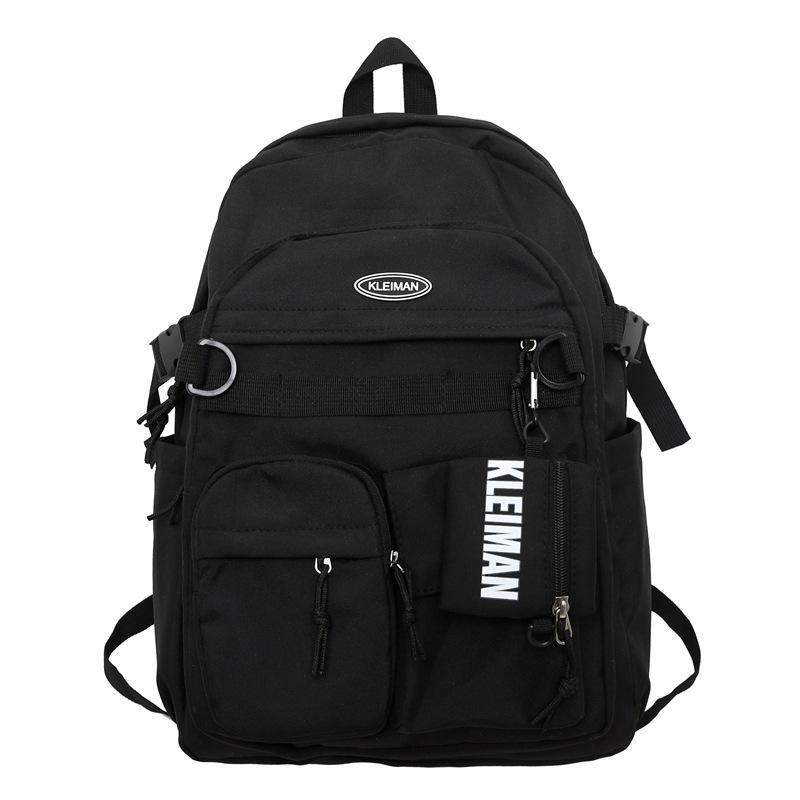 Hong Kong wind locomotive double pocket student schoolbag Japanese and Korean leisure sports style backpack чёрный