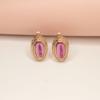Exquisite Russian 585 Purple Gold Inlaid Oval Redstone Earrings Rose Gold Plated Luxury Foreign Exquisite Color Gold