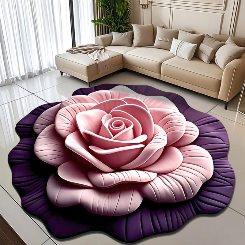 3D Floral Diatomite Floor Mat Living Room Sofa Coffee Table Non-Slip Absorbent Rug Washable Home Decor