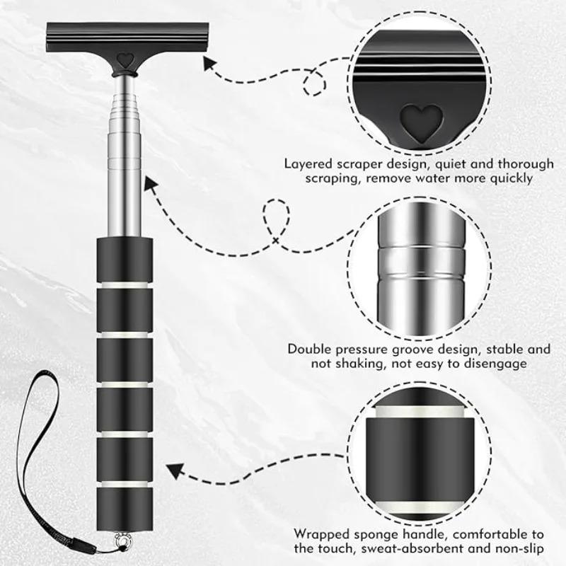 Car Rearview Mirror Wiper Retractable Portable Glass Cleaner Water Remover for Rainy Weather Auto Cleaning Accessories