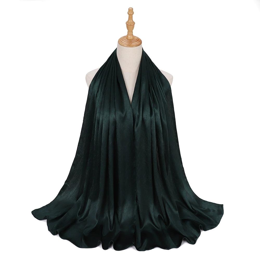 Woman Malaysia's Model Imatation Silk Smooth Satin Long Scarf Head Cover Muslim Hijab Shawls Lady Turban
