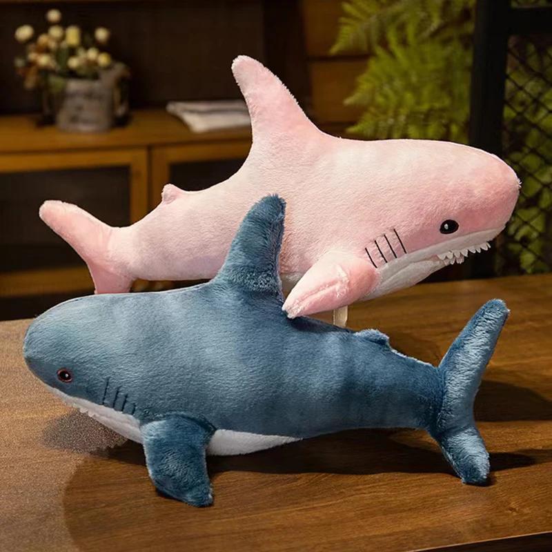 45/60cm Colorful Rainbow Shark Doll Plush Toy Fuzzy Long Plush Underwater Animal Plushie Sleeping Companion Birthday Gift Kids