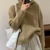 Autumn New Vintage Loose Hooded Pullovers Sweaters Women Winter Thicken Long Sleeve Casual Knitted Sweater Women Tops Solid Casual Base Jumpers 25452