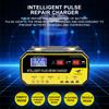 EU-Stecker Überspannungsschutz Intelligente Pulsreparatur Multifunktional 12V 24V 8A Autobatterieladegerät Automatischer Stopp Spannungs- und Temperaturerkennung
