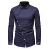 Heren overhemd met lange mouwen geborduurd knoop trouwfeest gentleman casual overhemd