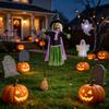Animated Halloween Witch Decoration, Sound Activated Lighted Haunted House Prop, Creepy Flying Witch with Broom for Lawn, Yard, Patio