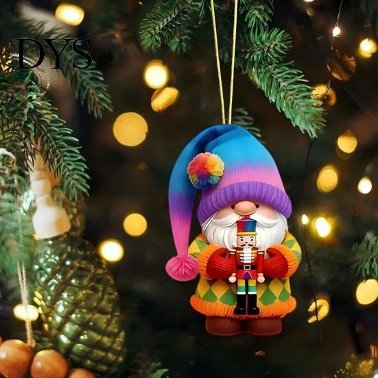 Acrylic Santa Decor for Home Colorful Gnome Christmas Ornaments, 2D Flat Hanging Decorative Elf Ornaments Party Pendant Xmas Tree, Mantel, Wreath,