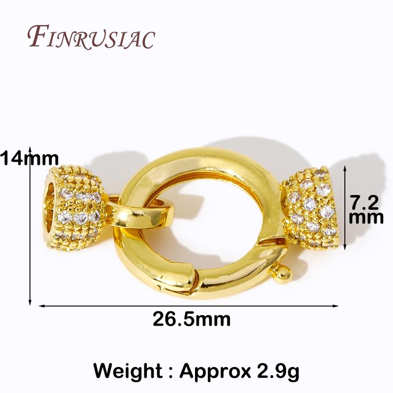 

18K Gold Plated Inlay Zircon Round Connector Clasps Bracelets Clasps Fastener Components DIY Pearl Necklace Making Supplies 1 Piece