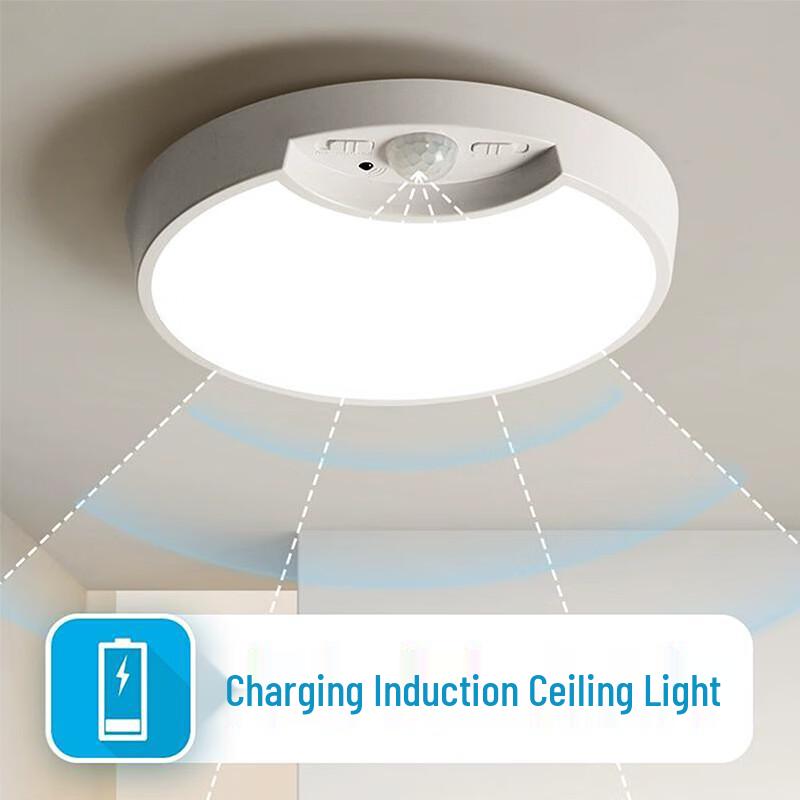 Yuqilong Rechargeable Motion Sensor LED Ceiling Light, 6000K White with Remote