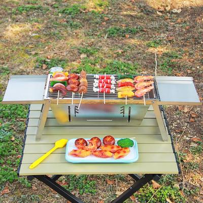 Portable Stainless Steel Folding Barbecue Stove Adjustable Heat Setting Extendable Grill Rack Rust-proof Barbecue Grill Picnic