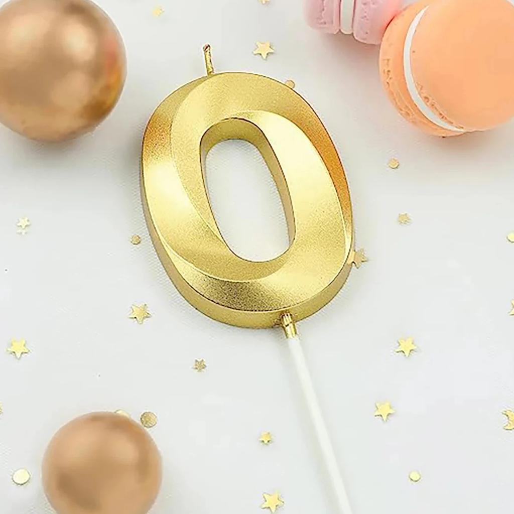 1pc-Birthday Candle Golden Number 0-9 Smoke Free Birthday Cake Insert Party Candle Decoration Anniversary Cake