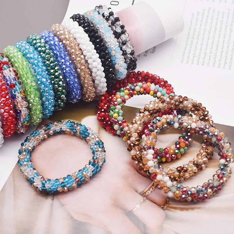 Trendy Bead Bracelet Elastic Handmade Strand Bracelets for Women Gift New Hair Accessory Glass Beads Bracelet
