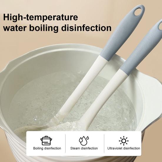 High Temperature Resistant Cooking Spoon Anti-Slip Handle Food Grade Silicone Non-Scratch Pot Protecting Spatula Soup Spoon Colander