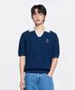 Emelbi Varsity Tuck Texture Open Collar Short Sleeve Knit Bos (D.Navy)