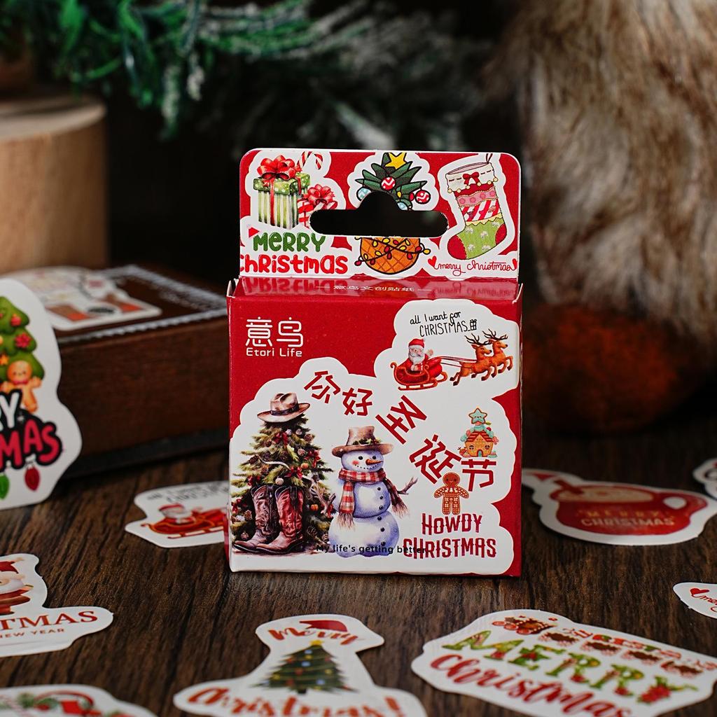 46/52pcs Merry Christmas Stickers Set Mini Letters Notes Sticker for DIY Decoration Album Diary Gift Seal