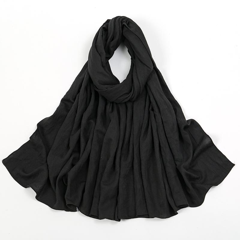 New Muslim Hijabs For Women Scarf Plain Long Shawls Femme Musulman Soft Crinkle Cotton Headscarf Wraps Islamic Turban Headband