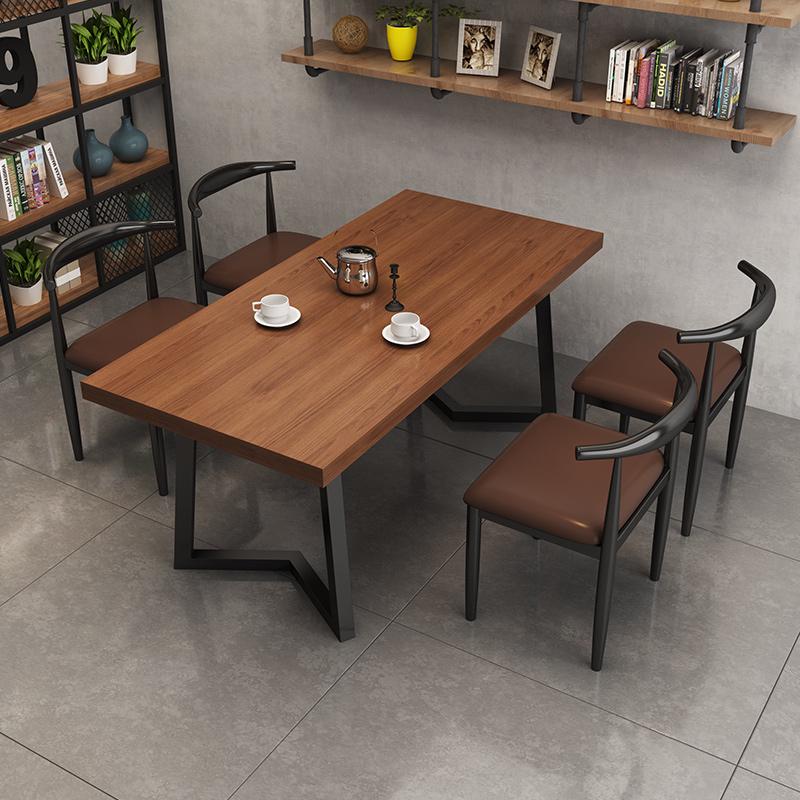 Retro Bistro Industrial Solid Wood Dining Table and Chair Set for Western Restaurants