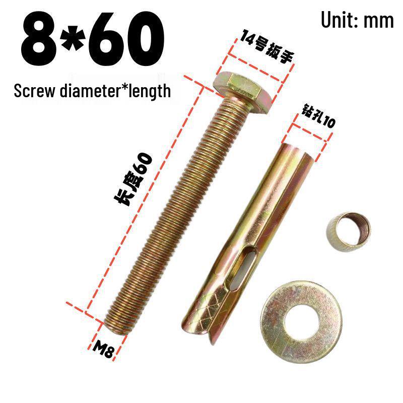 Hex Bolt Floor Expansion Screw for Clothing Rack and Security Door Railings