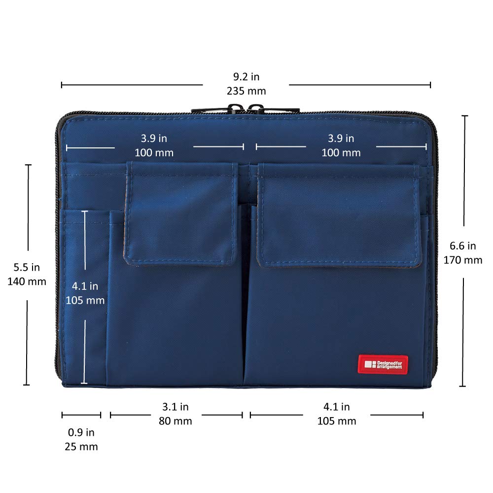LIHIT LAB Tasche in Tasche Innentasche A5 Indigo A7553-11N - Kompakte Organisationstasche für Reisen