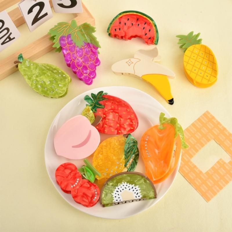 Stylish Fruit Acetate Hair Claw Clip Unique Designs Women's Hair Accessory for Daily Outings and Casual Gatherings
