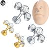 1Pc G23 Titanium Ear Tragus Earring Stud Internally Threaded CZ Crystal Labret Ring Cartilage Helix Piercing Body Jewelry 16G