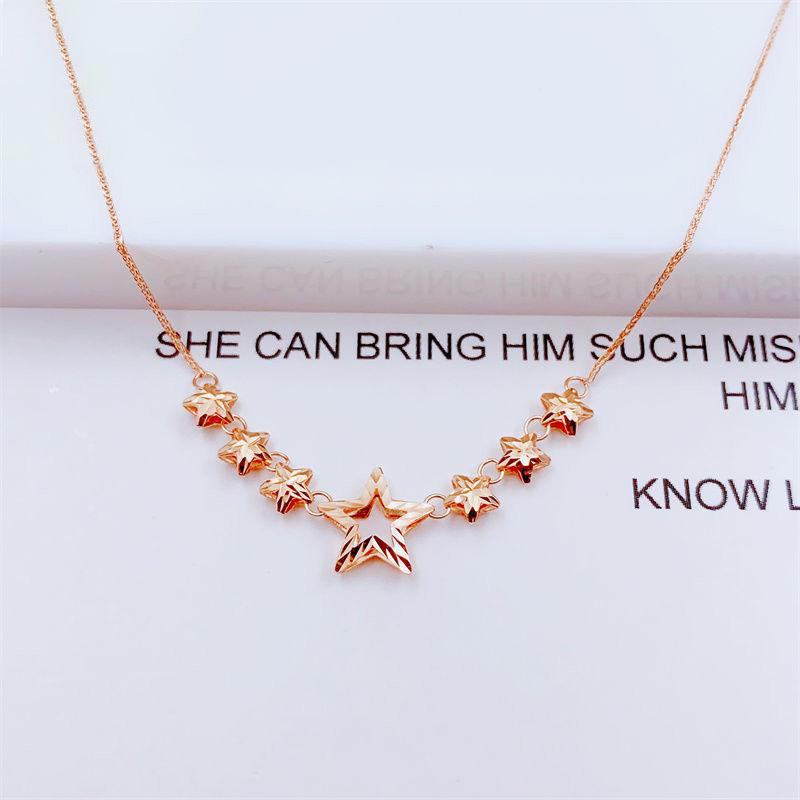 

Изысканное русское 585 фиолетовое золото Автомобильный Цветочный Соединение Звезда Ожерелье Роскошное Позолоченное Розовым Золотом Модное Полое Ожерелье (45+3cm adjustment chain)