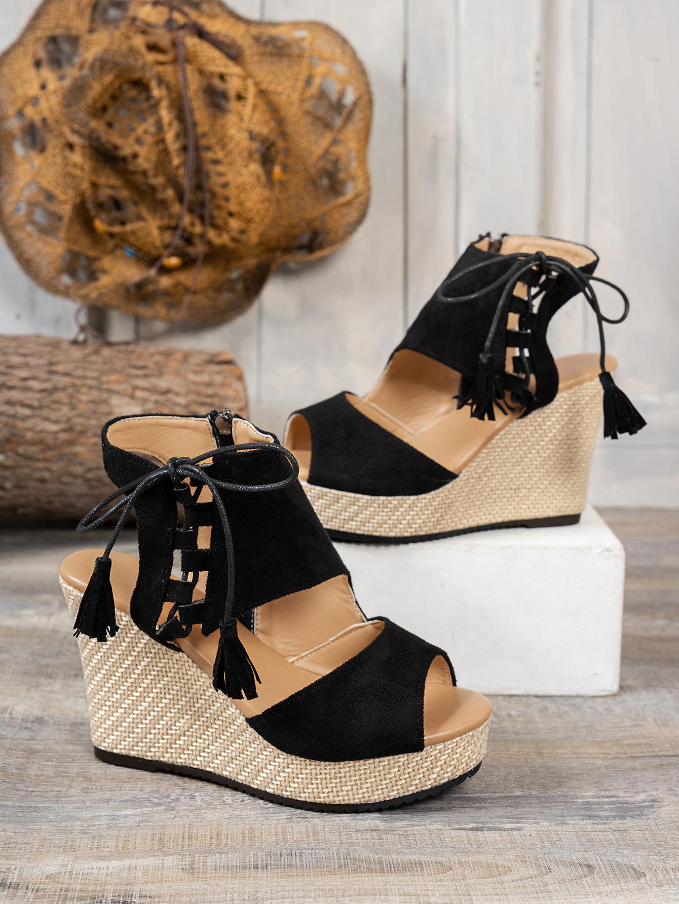 Large size wedge sandals 22 years summer new sandals TEUM sandals 36