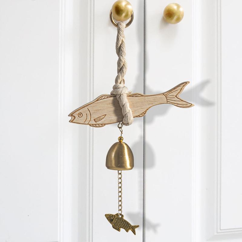 Japanese Wooden Doorbell Wall Hanging Door Bell Wind Chimes Door Window Decoration Shopkeeper Remind Bell Hanging Decor