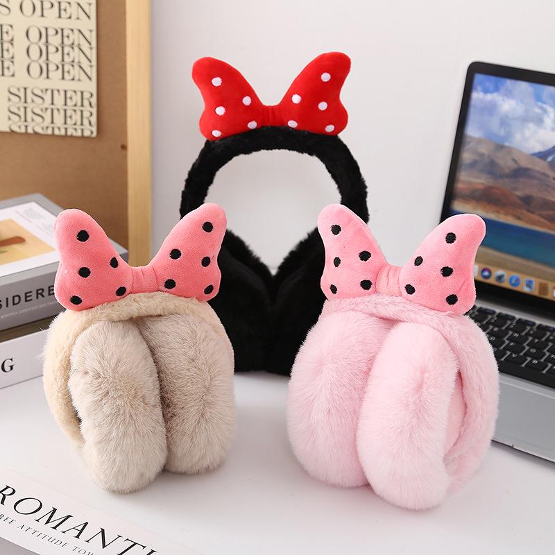Foldable Plush Winter Earmuffs with Cute Bowknot - Thick, Warm, and Cold-Proof