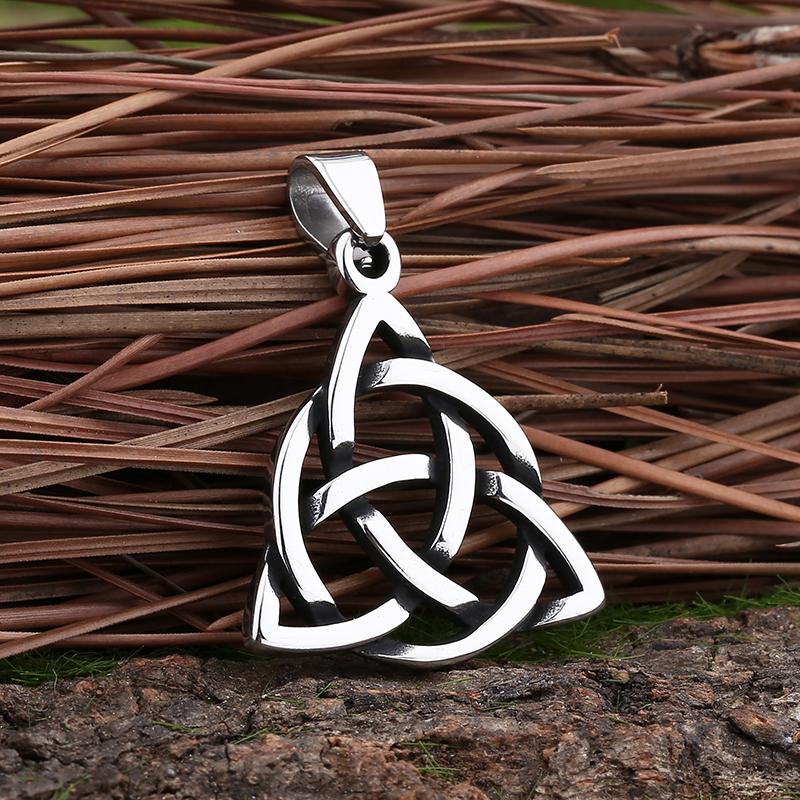 Rune Multi-Style Stainless Steel Amulet Shield Knot&Compass Pendant Necklace Men's and Women's Accessories Party Gift
