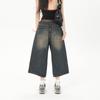 Baggy Jeans for Women Calf-Length Pants Vintage Loose Jeans Y2k Streetwear Oversize Shorts Denim Pants Fashion Trouser Summer