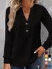 Elegant V-Neck Long Sleeve Plus Size T-Shirt for Autumn/Winter